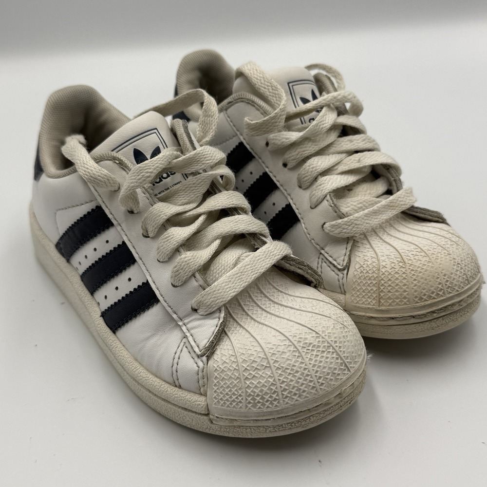adidas Superstar Kids White Navy Shell Toe Sneakers Youth US 11K Style‎ G99919